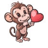 Cute Monkey Holding Heart Illustration