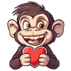 Adorabile scimmia che tiene un cuore - carino e