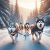 Huskies on a sled