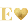 Letter e golden heart