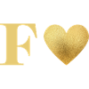 Letter f golden heart
