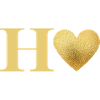 Letter h golden heart