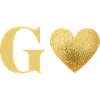 Letter g golden heart