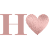 Letter h heart rose gold