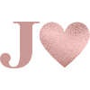 Letter j hart rosé goud