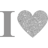 Letter i silver heart
