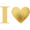 Letter i Golden Heart