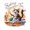 Liebenswerte Katze beim Backen
