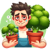 Exhausted gardener with broccoli
