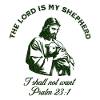 Religious saying on green silhouette