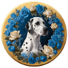 Dalmatian and blue roses