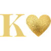Letter k golden heart
