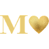 Letter m golden heart