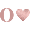 Letter o heart rose gold