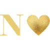 Letter n golden heart