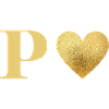 Letter p golden heart