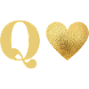 Letter q golden heart