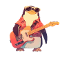Penguin E-Gitarre Rockmusik Niedlich