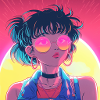 80s anime girl calming high quality fashion print