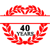 Banner Name vierzig, Herz Lorbeerkranz