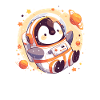 Pingouin Astronaute Kawaii Pingouin Mignon