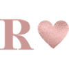 Letter r heart rose gold