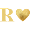 Letter r golden heart