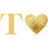 Letter t Golden Heart