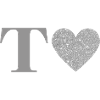 Silver Heart Letter T