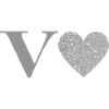 Letter v silver heart