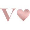 Letter V Heart Rose Gold