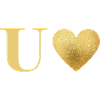 Letter u golden heart