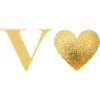 Letter v golden heart