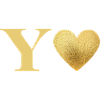 Letter y golden heart
