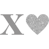 Letter x silver heart
