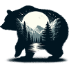 Bears Silhouette Wilderness Full Moon Night