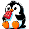 Penguin eats a popsicle