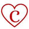 Letter c red heart