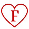 Letter f red heart