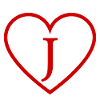 Letter j red heart