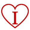 Letter i red heart