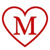 Letter m red heart