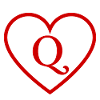 Letter q red heart