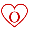Letter o red heart