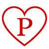 Letter p red heart