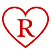 Letter r red heart