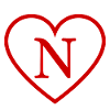 Letter n red heart