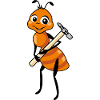 Cartoon ant with a hammer