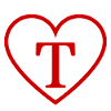 Red Heart Letter T
