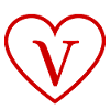 Letter v red heart